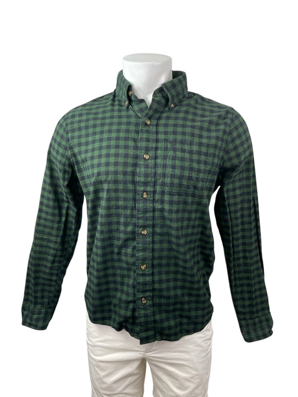 Abercrombie & Fitch Muscle Men's Green Plaid Long Sleeve Button Down Shirt Top S